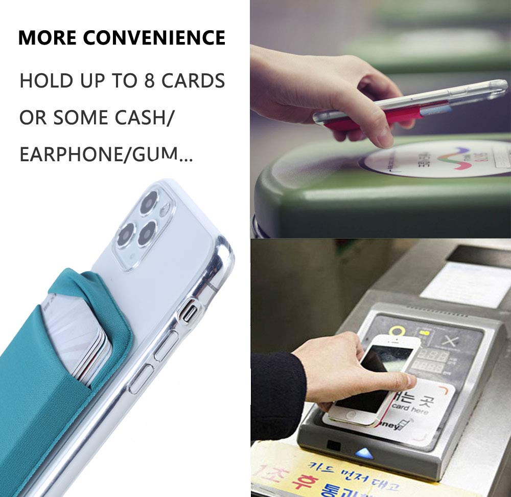 3Pack Cell Phone Card Holder for Back of Phone,Stretchy Stick on Wallet Pocket Credit Card ID Case Pouch Sleeve Self Adhesive Sticker for iPhone