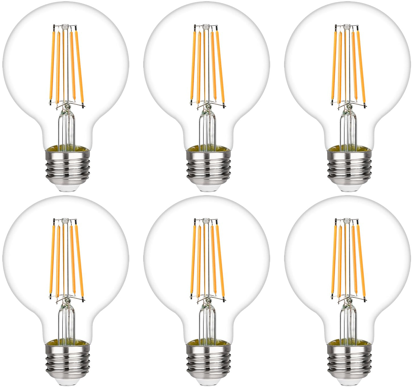 LiEiDi G25 LED Edison Vanity Globe Light Bulbs, LED Filament Light Bulb, 6W Equivalent to 60W, G80 Dimmable 700LM E26 Medium Base, Bathroom Vanity