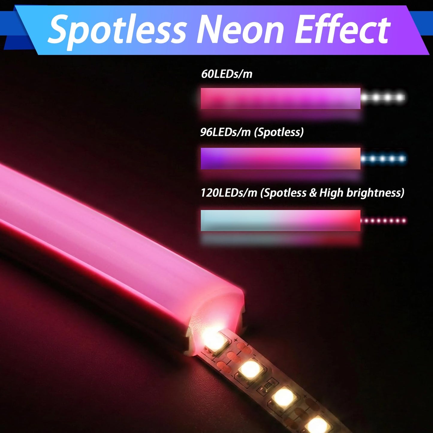 Floatlive 16.4ft Silicone LED Strip Channel Diffuser, Flexible Waterproof Neon Rope Strip Light Tube for 8mm LED Strip Lights, for Neon Rope DIY Wall