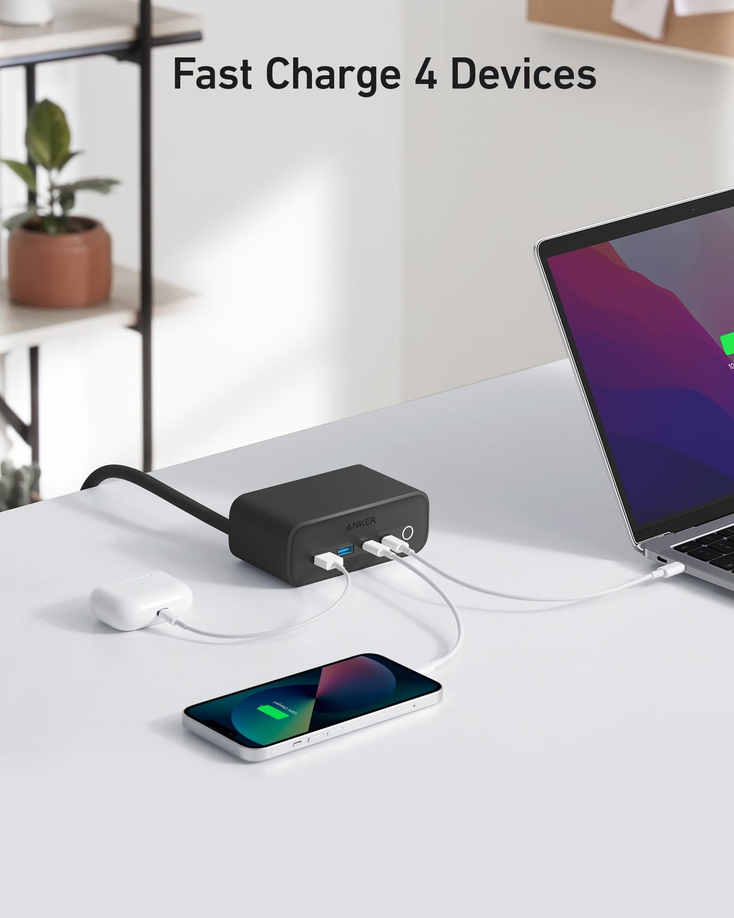Anker 525 Charging Station, 7-in-1 USB C Power Strip for iphone13/14, 5ft Extension Cord with 3AC,2USB A,2USB C,Max 65W Power Delivery Desktop