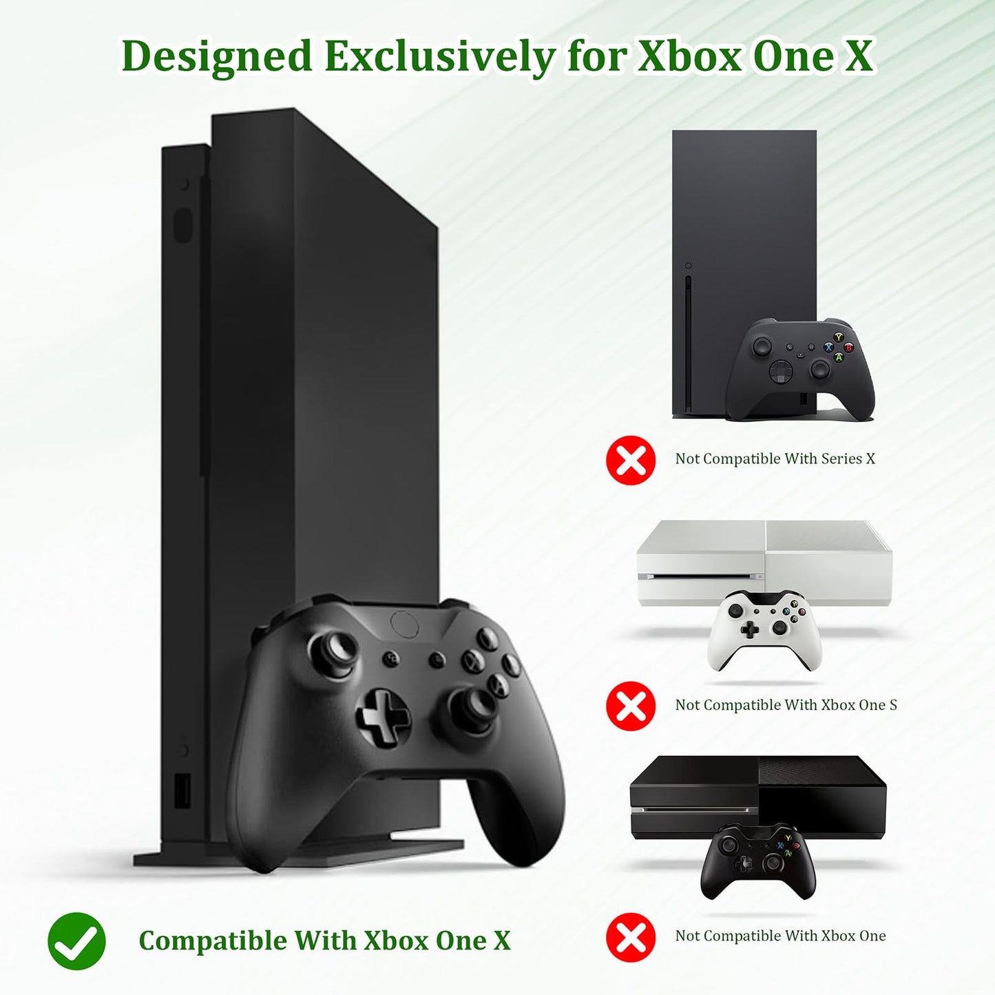 Wall Mount Kit with Detachable 2 Controller Holder & Headphone Hanger, Metal Wall Mount Holder Compatible with Xbox One X, White