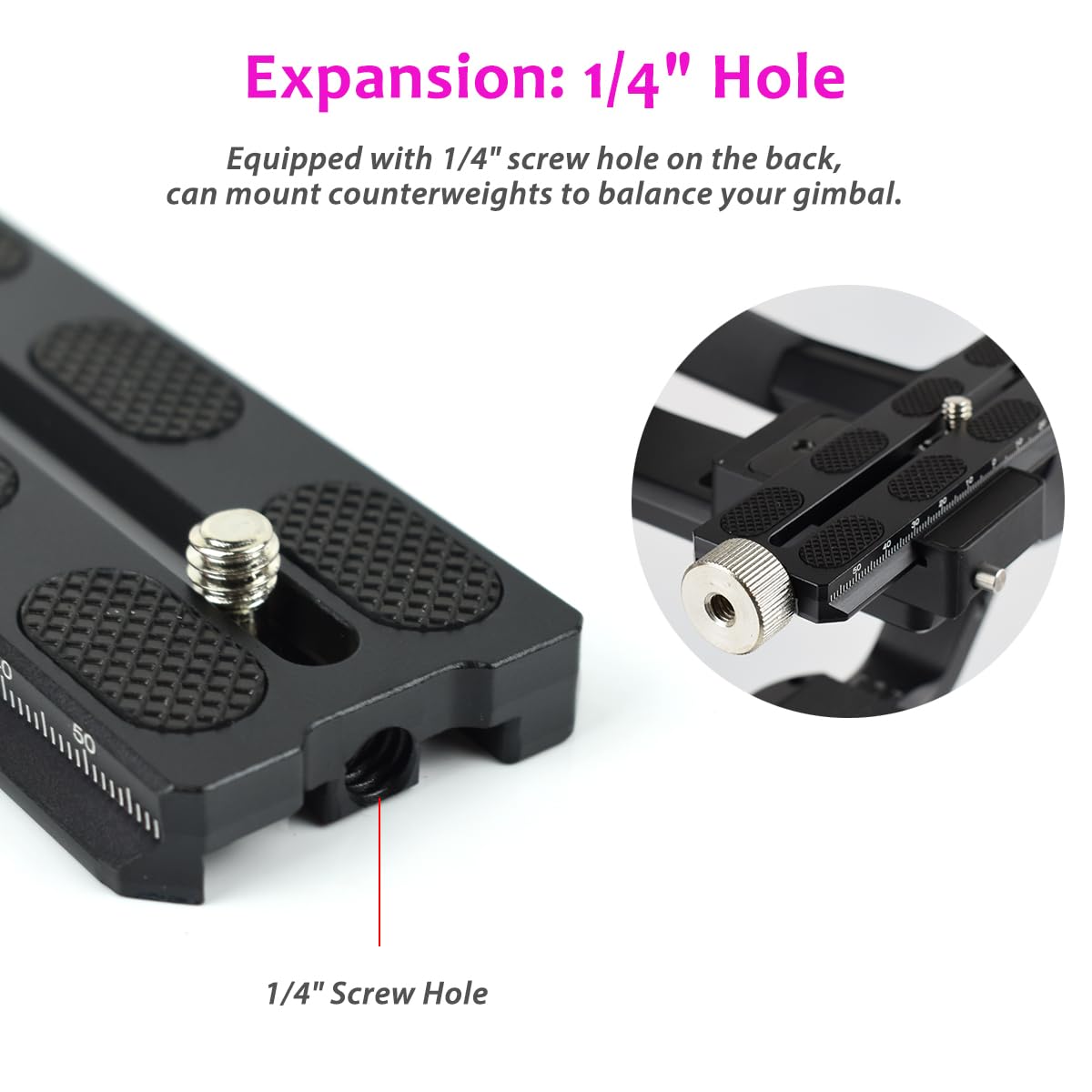 Akeipho Aluminum Quick Release Plate 120mm for DJI Ronin SC Gimbal,Camera Mounting Plate Compatible Arca-Swiss with 1/4" Hole for Gimbal Stabilizer