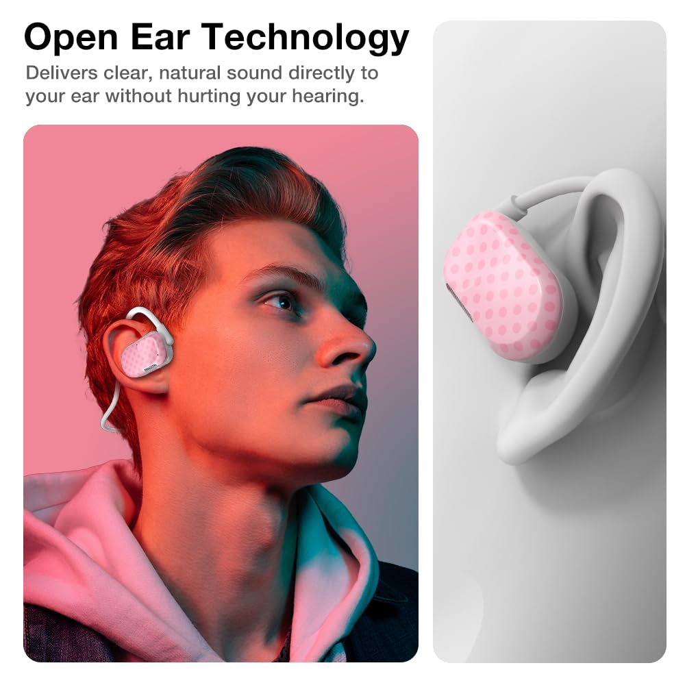 Purity Air Open Ear Headphones - True Air Conduction Wireless Bluetooth Open Ear Earbuds with Dual Mic for iPhone/Android - Secured Long Wearing