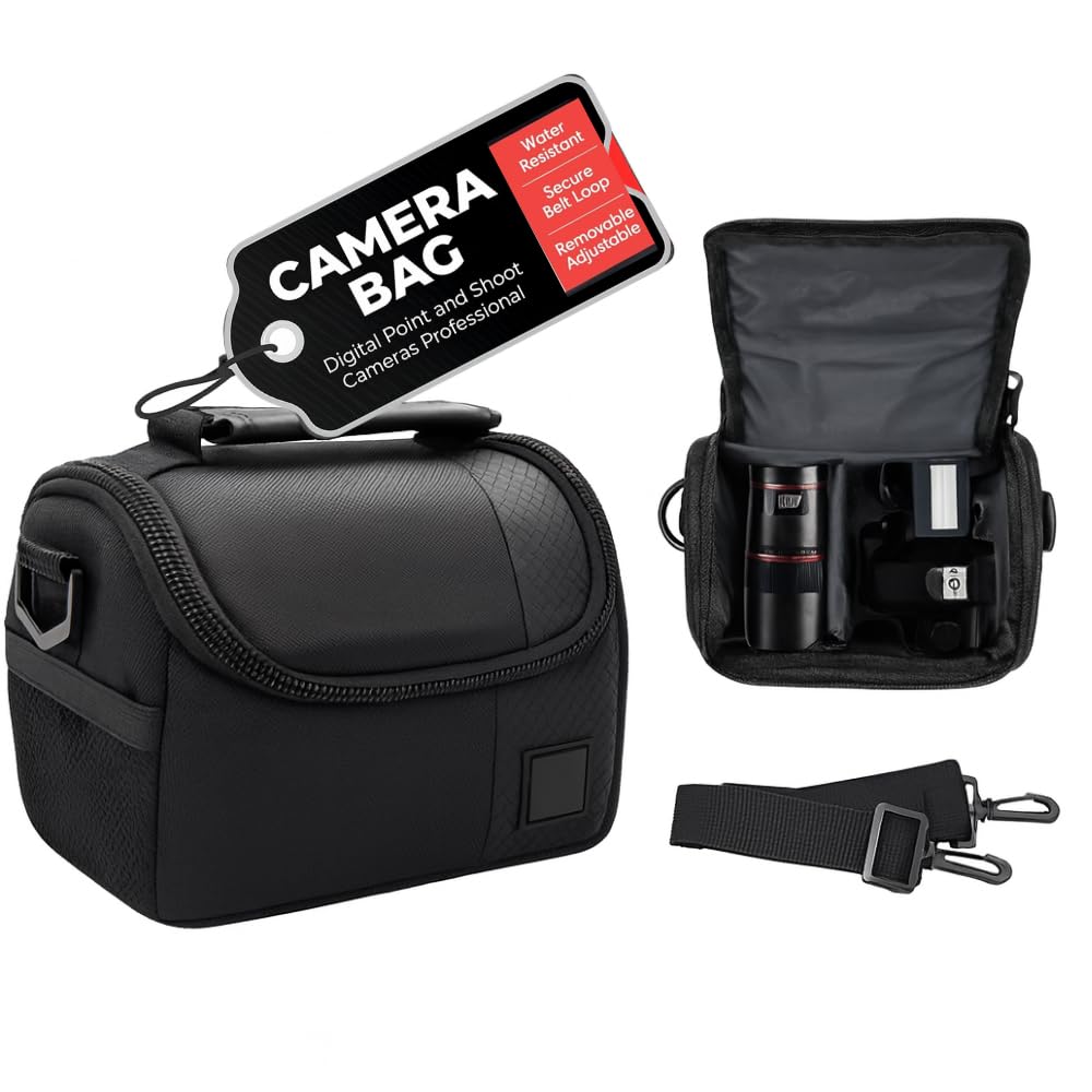 eCostConnection Small Padded Camera Bag with Shoulder Strap - Compact DSLR & Mirrorless Camera Carrying Case, Lightweight Protective Crossbody Case