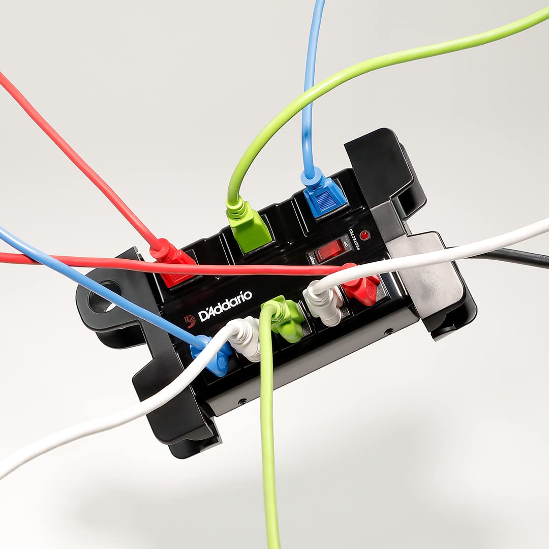 D'Addario Tour-Grade Power Base - Surge Protector Outlet - Surge Protector Power Strip - Stage Power Strip with 6 ft Cable - 5 Standard and 3