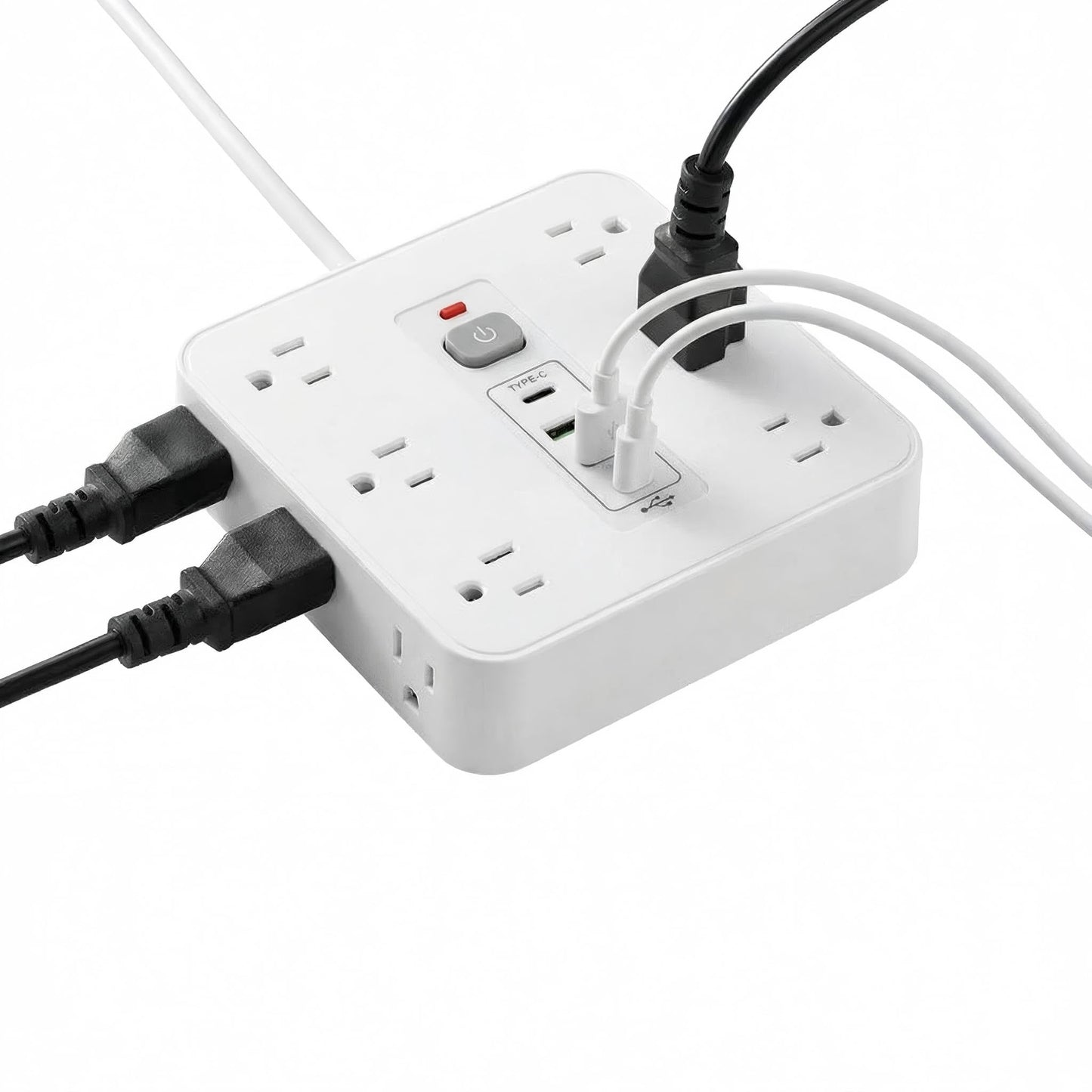 16-in-1 Surge Protector Power Strip with 12 AC Outlets, 4 USB Ports (2 USB-C & 2 USB-A) | 10A Overload Protection, Flat Plug Extension Cord for Home