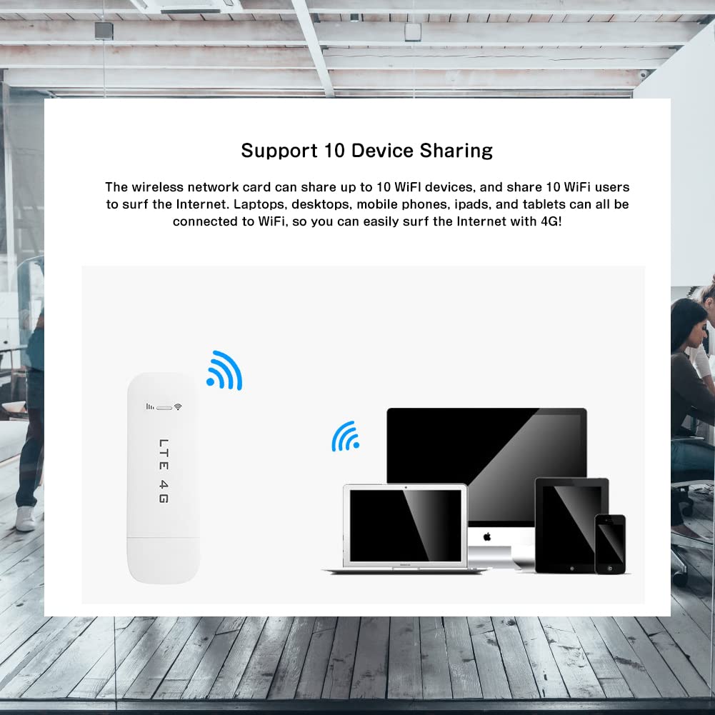 Eboxer 4G LTE USB USB Network Adapter Portable for Laptop Desktop PC Computer, Receiver Modem Stick Mini Hotspot (with)