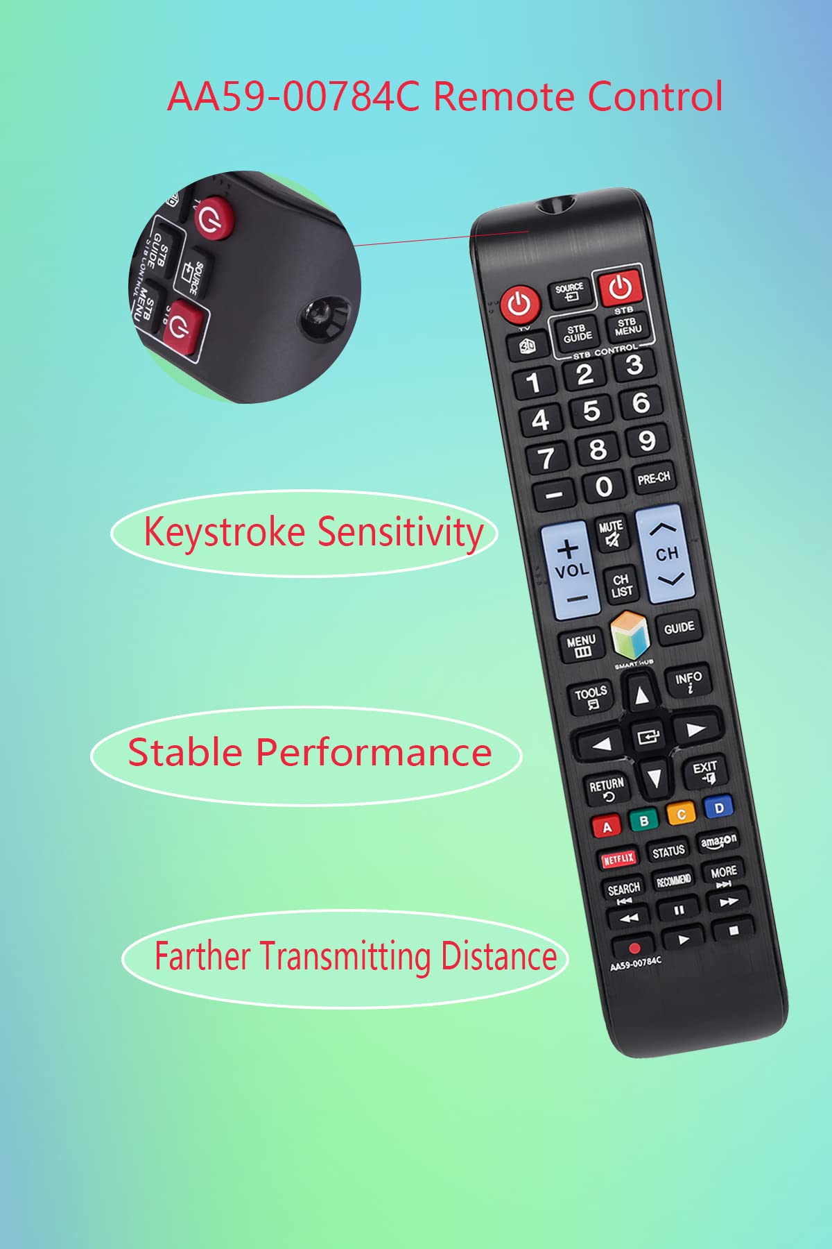 GHUST AA59-00784C Remote Control Replacement for Samsung Smart HD TV UN32F6350 UN40F5500 UN40F6350 UN46F5500 UN46F6350 UN50F5500 UN50F6350 UN55F6350