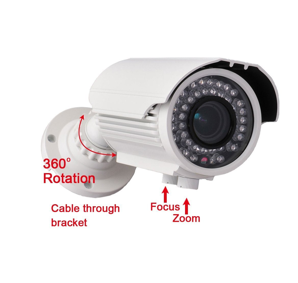 VideoSecu Day Night Outdoor 690TVL Infrared Sony CCD OSD Security Camera Zoom Lens for CCTV DVR Home Surveillance System, Including Power Supply