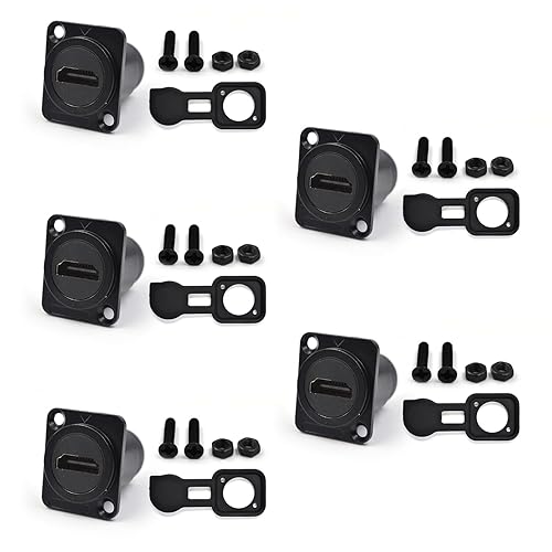 Itvexeme 5PCS HDMI 2.0 Panel Mount Adapter 4K@60Hz, HDMI 2.0 Panel Threaded Fixed Mount Coupler Female to Female for TV Monitor Projector