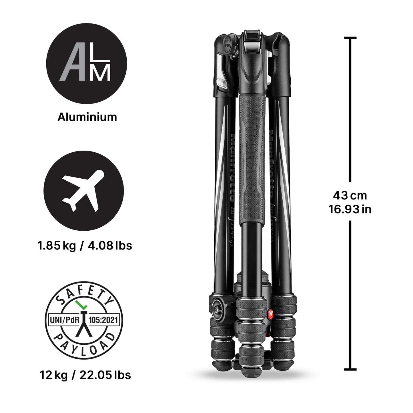 Manfrotto Befree Advanced GT PRO Travel Tripod, Twist Lock with Ball Head for Canon, Nikon, Sony, DSLR, CSC, Mirrorless, Up to 12 kg, Lightweight