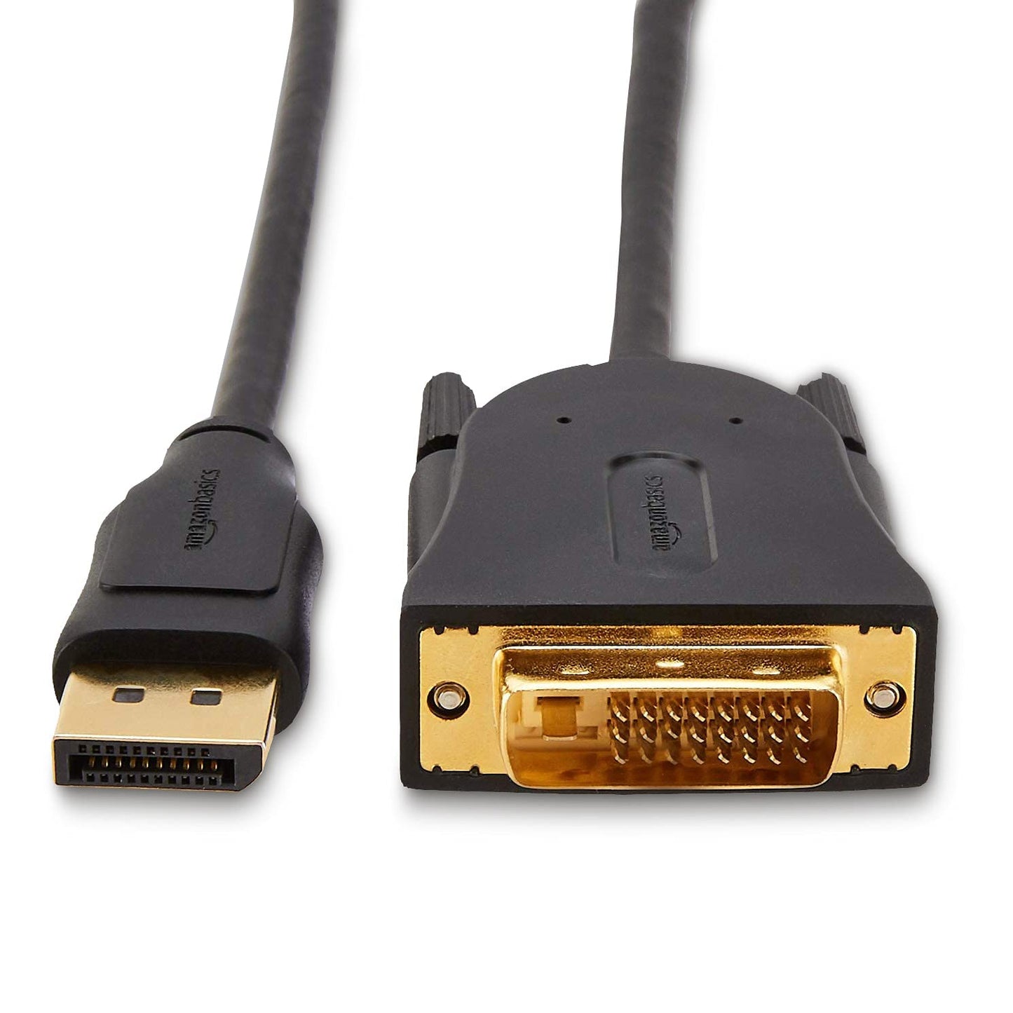 Amazon Basics 10-Pack DisplayPort to DVI Display, 1920x1080p, 1080@60Hz, Vinyl Cable, Gold-Plated Plugs, 6 feet, Black