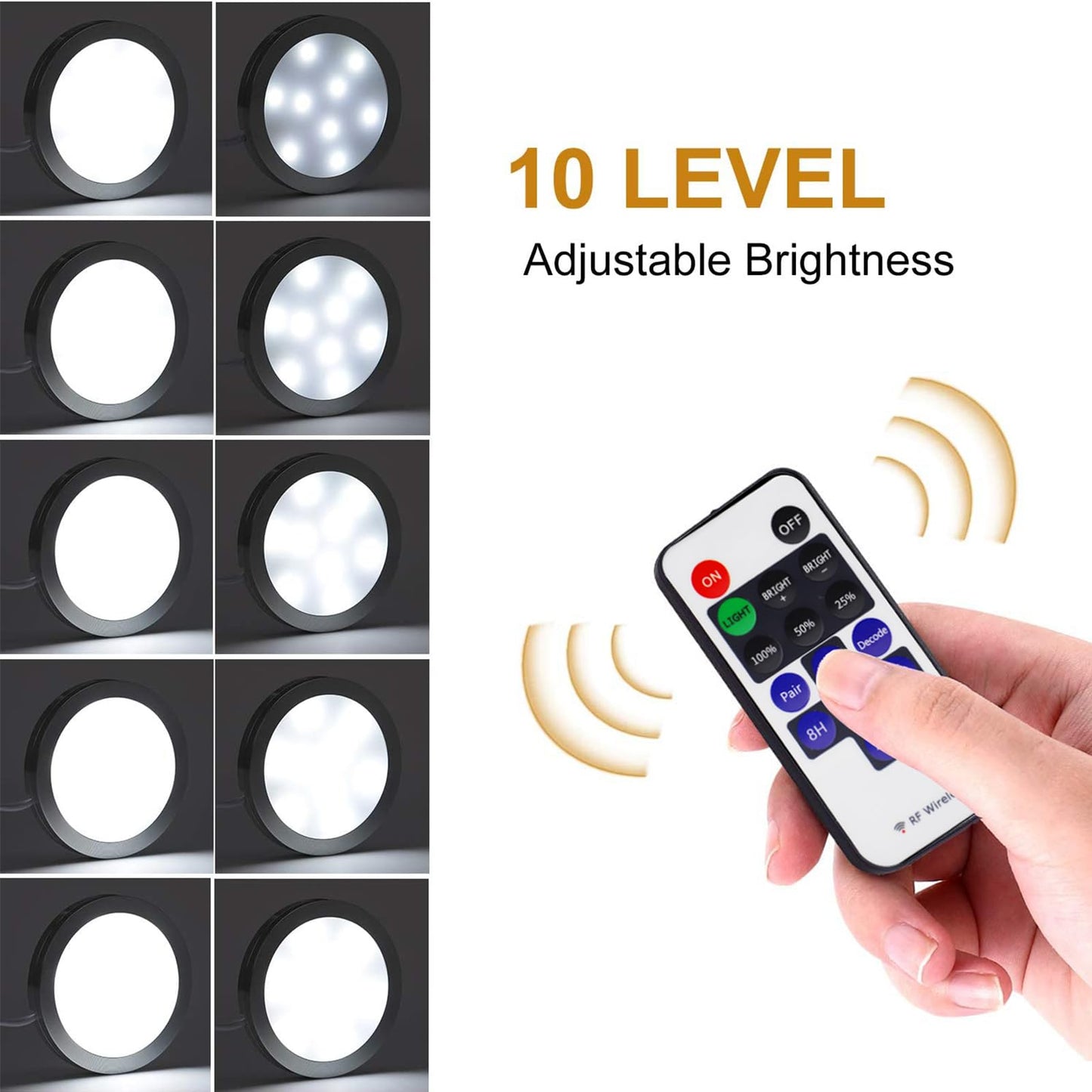 AIBOO Linkable Under Cabinet LED Lighting Hard Wire 12V Slim Aluminum Dimmable Puck Lights with Wireless Controller for Ambiance Lighting(6 Lights