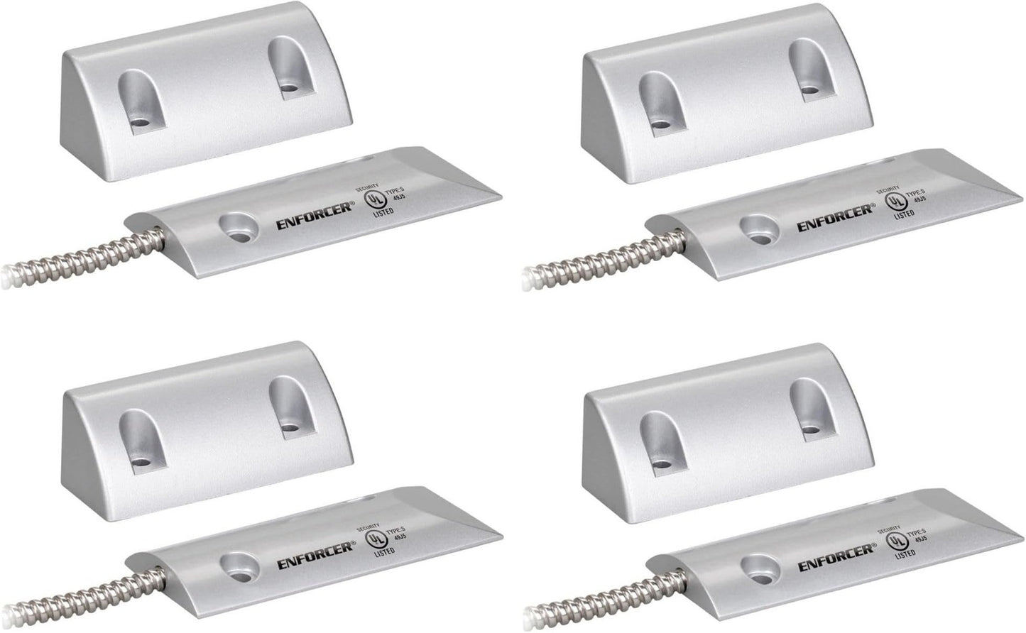 Seco-Larm SM-226RQ Pack of 4 Enforcer Overhead Door-Mount Magnetic Contact, Closed Loop, Adjustable to Fit Most Door-Channel Widths, 2-3/4" (70mm)