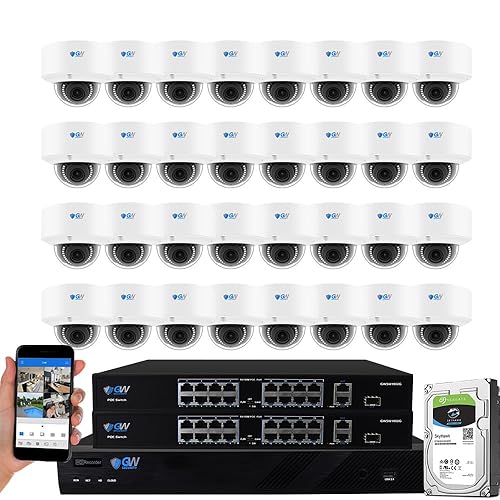 GW Security 32 Channel UltraHD 4K Motorized Zoom NVR Security Camera System - 32 x 8MP 2.7-13.5mm 5X Optical Zoom Face Recognition/Human/Car AI