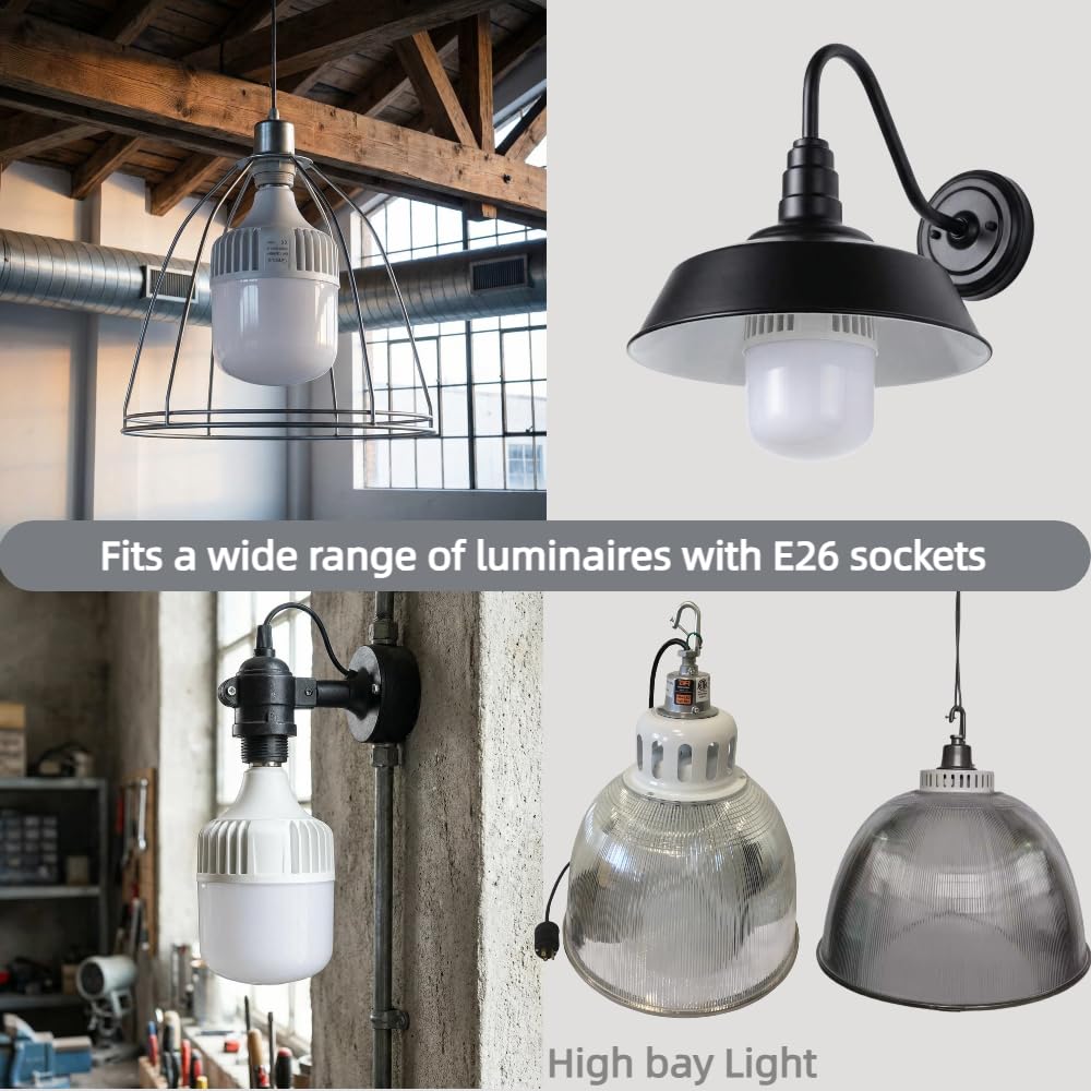 Mljjbm LED Light Bulb 65W, 6000 Lumen, 5000K Daylight White, E26/E27 Base