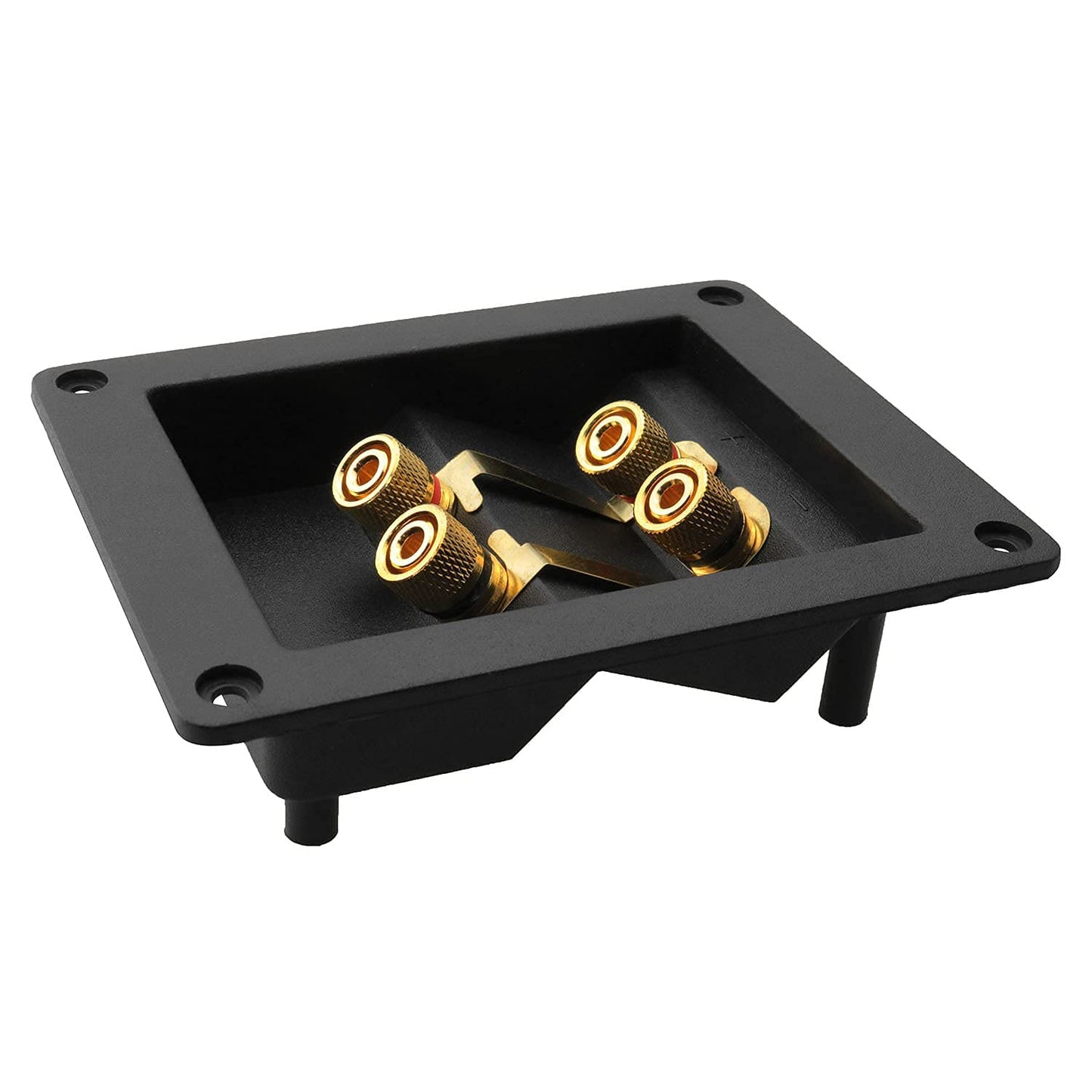 ZZLZX 1PC Copper 4-Position Terminal Junction Box, Post 4 Speaker Wall Plates Home Theater Junction Box Connectors for Car/Home Audio, Speaker Box