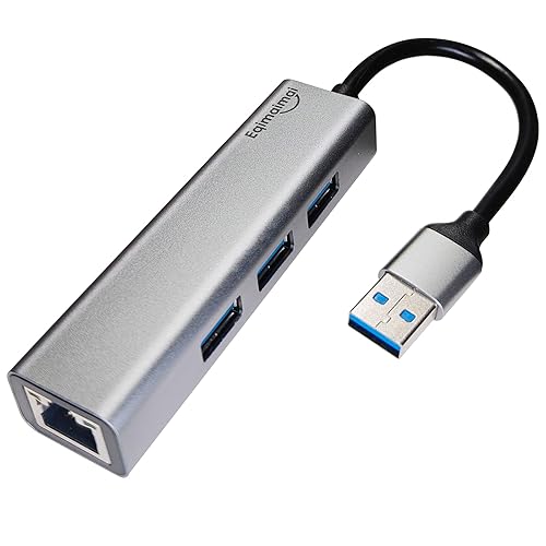 USB 3.0 Hub with Ethernet Adapter - 1GB RJ45, USB A to Ethernet, Compatible with Windows, Mac OS, Linux
