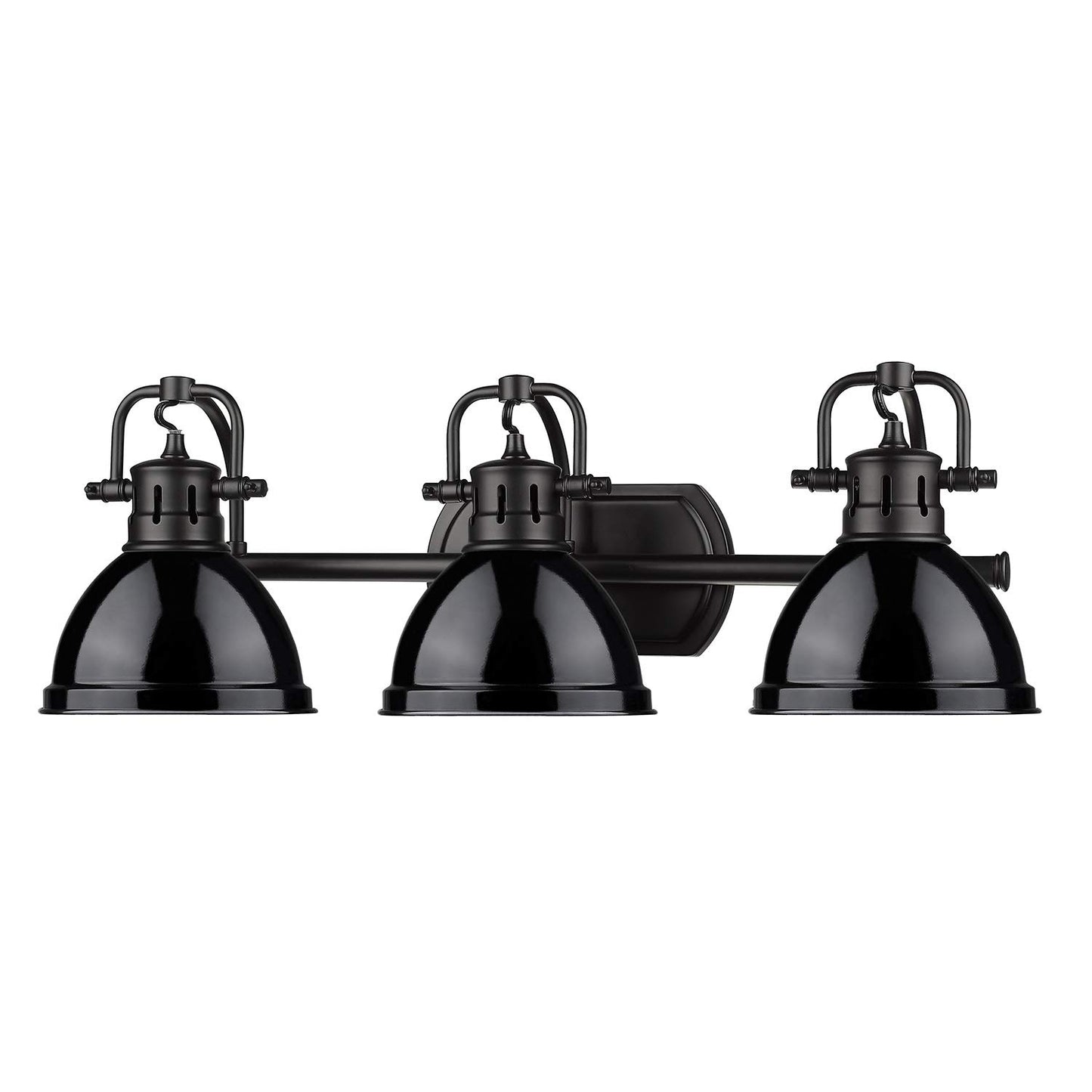 Golden Lighting 3602-BA3 BLK-BK Duncan Bath Fixture, Matte Black with Black Shades