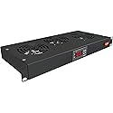 Rack Mount Fan - 3 Fan Server Cooling System - 1U 19" Rackmount Cabinet Panel Adjustable Temperature Control (Digital Heat Monitor Display) Sensor