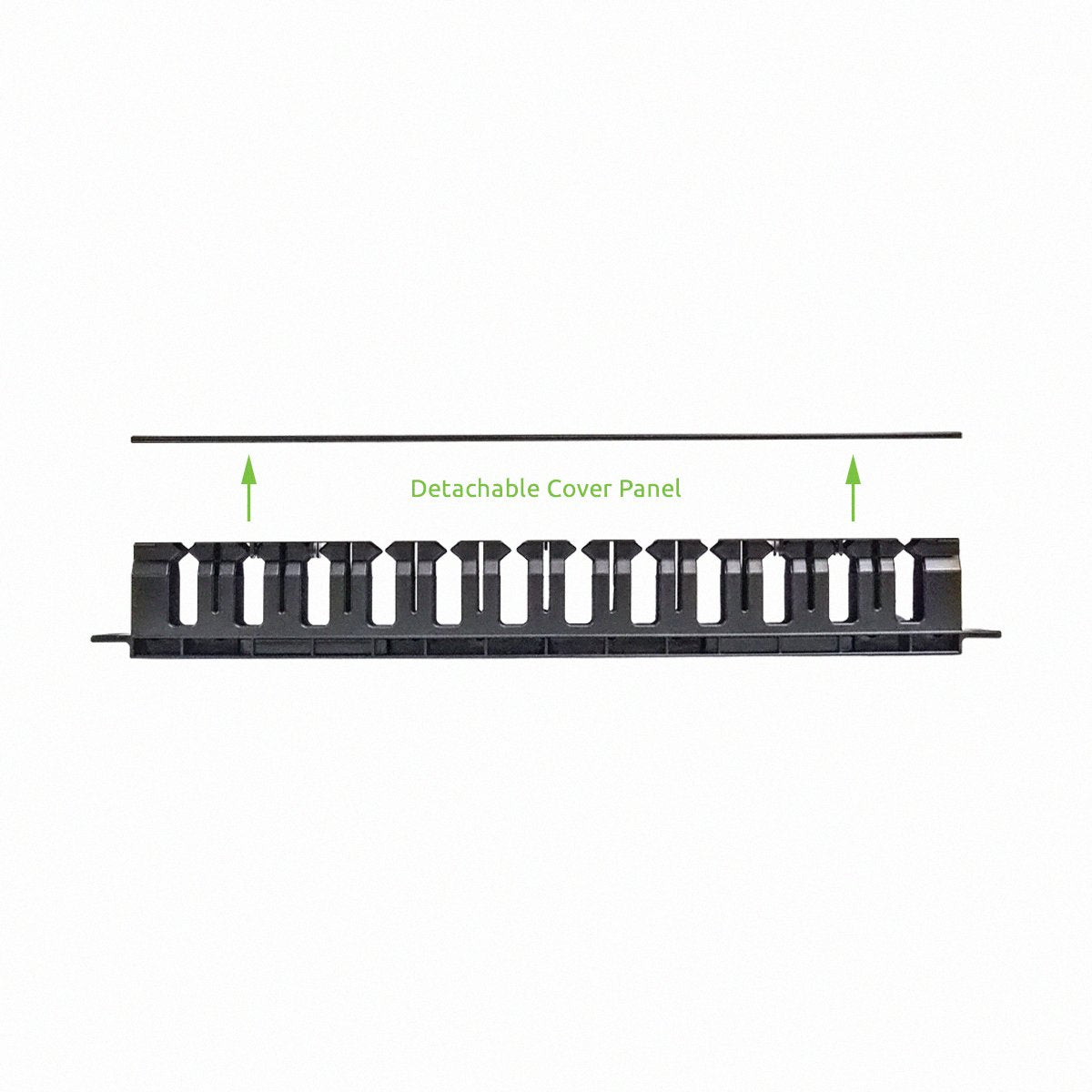 Navepoint 1U Horizontal 19-Inch Rack Mount Cable Management Raceway Duct Panel with Cover Black