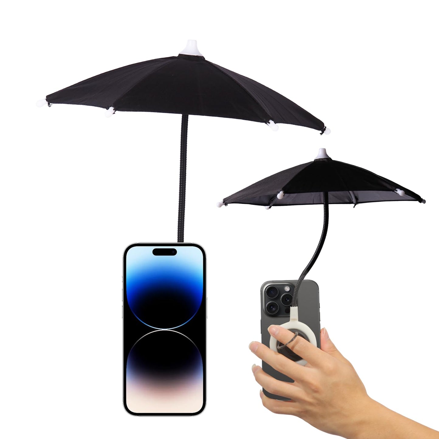 CxStarLiCU Magnetic Phone Umbrella For Sun, Umbrella for iPhone 15 14 13 12 Pro Max Plus, Smart Phone Sun Shade Shield with Bendable Design, Against