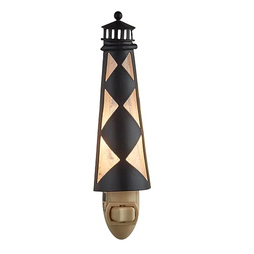 Park Designs Cape Lookout Night Light | Coastal Lighthouse Plug in Accent Lamp | Metal and Glass Construction | Nautical Wall Lighting for Hallway