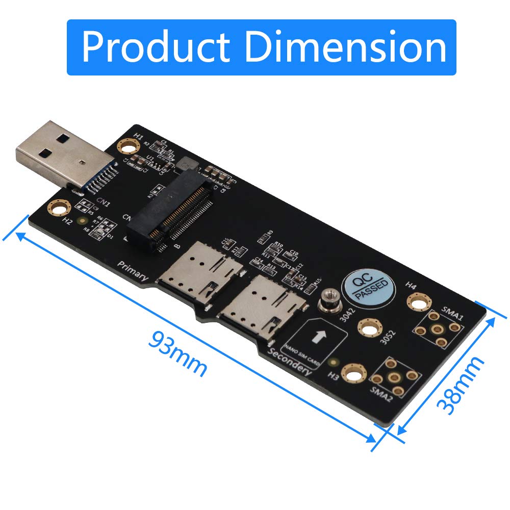 SUPERPLUS NGFF(M.2) to USB 3.0 Adapter with Dual Nano SIM Card Slot for 3G/4G/5G Module