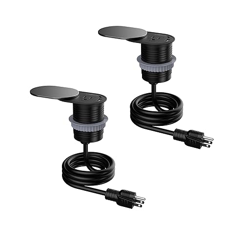 Link2Home 2 Pack Space Saver Grommet Socket 1-Power-Outlet USB A/C Port 3.1 Amp Splash Resistant in Stainless-Steel, Overload Protection