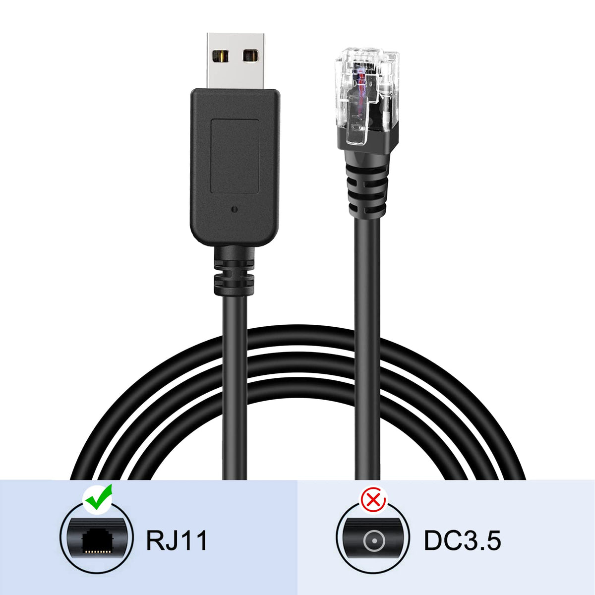Jsvecip Radar Detector Cord, USB to RJ11 Plug Cable,for Escort Radenso XP Uniden Beltronics Cobr Whistler Radar Detector,Replacement Power Cable