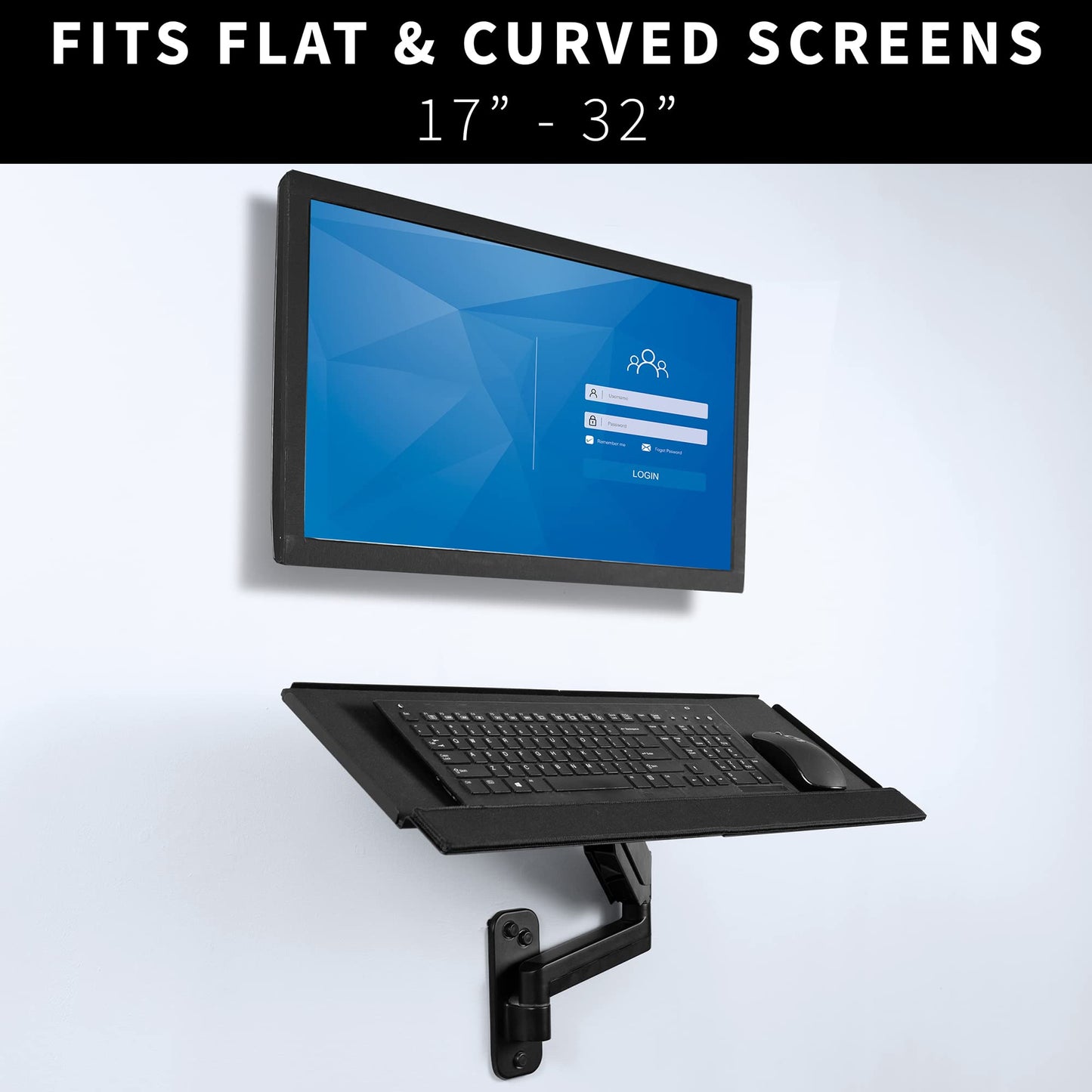 VIVO Sit-Stand 17 to 32 inch Single Monitor Wall Mount with Pneumatic Arm Keyboard Tray Combo, Height Adjustable, Max VESA 100x100mm, Black