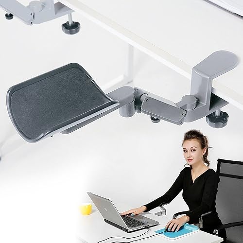 Ergonomic Arm Support for Desk Office Rotating Mouse Arm Rest Mouse Pad Clamp-On Mouse Shelf Desk Hand Rest for Computer Table Arm Support Mouse Pad