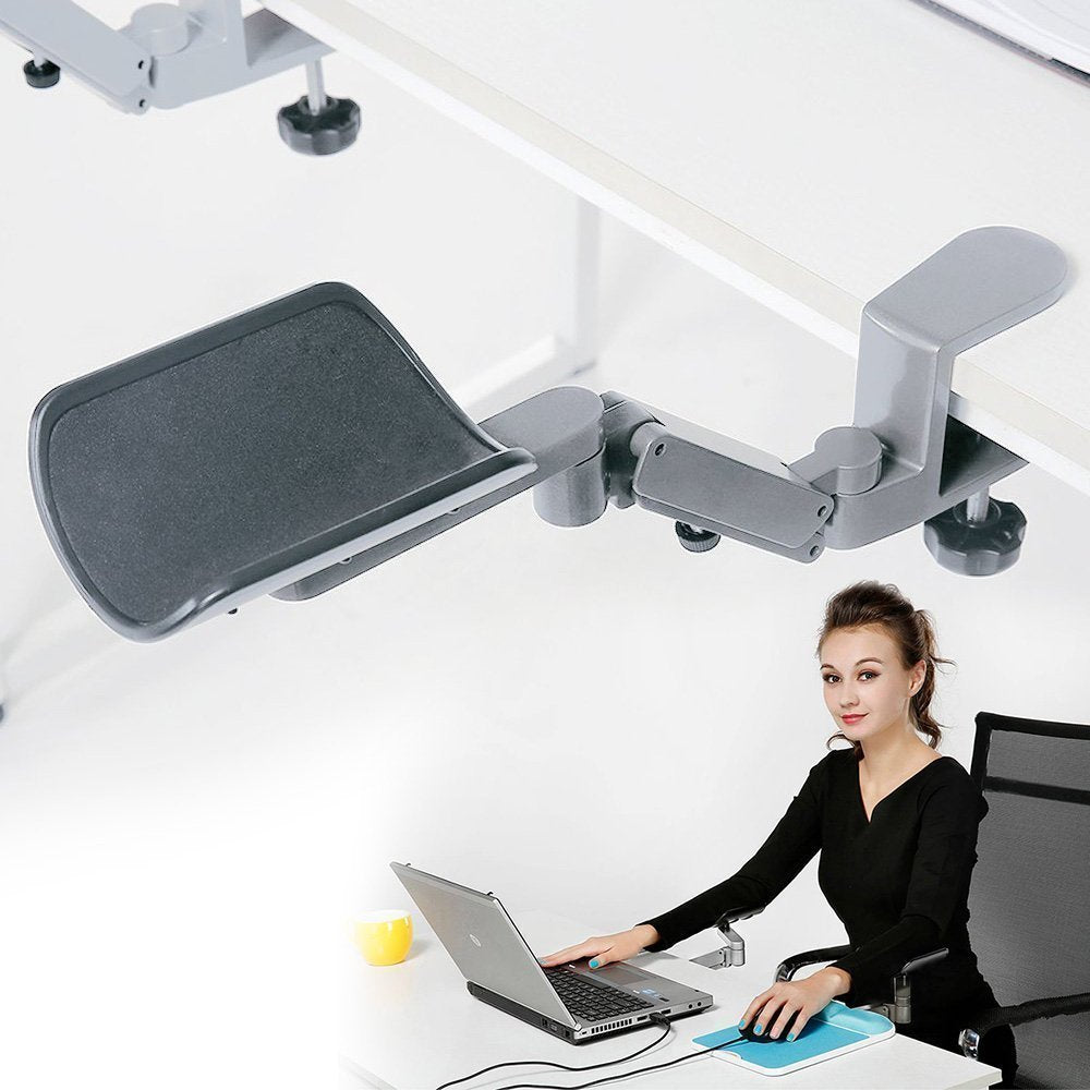 Ergonomic Arm Support for Desk Office Rotating Mouse Arm Rest Mouse Pad Clamp-On Mouse Shelf Desk Hand Rest for Computer Table Arm Support Mouse Pad