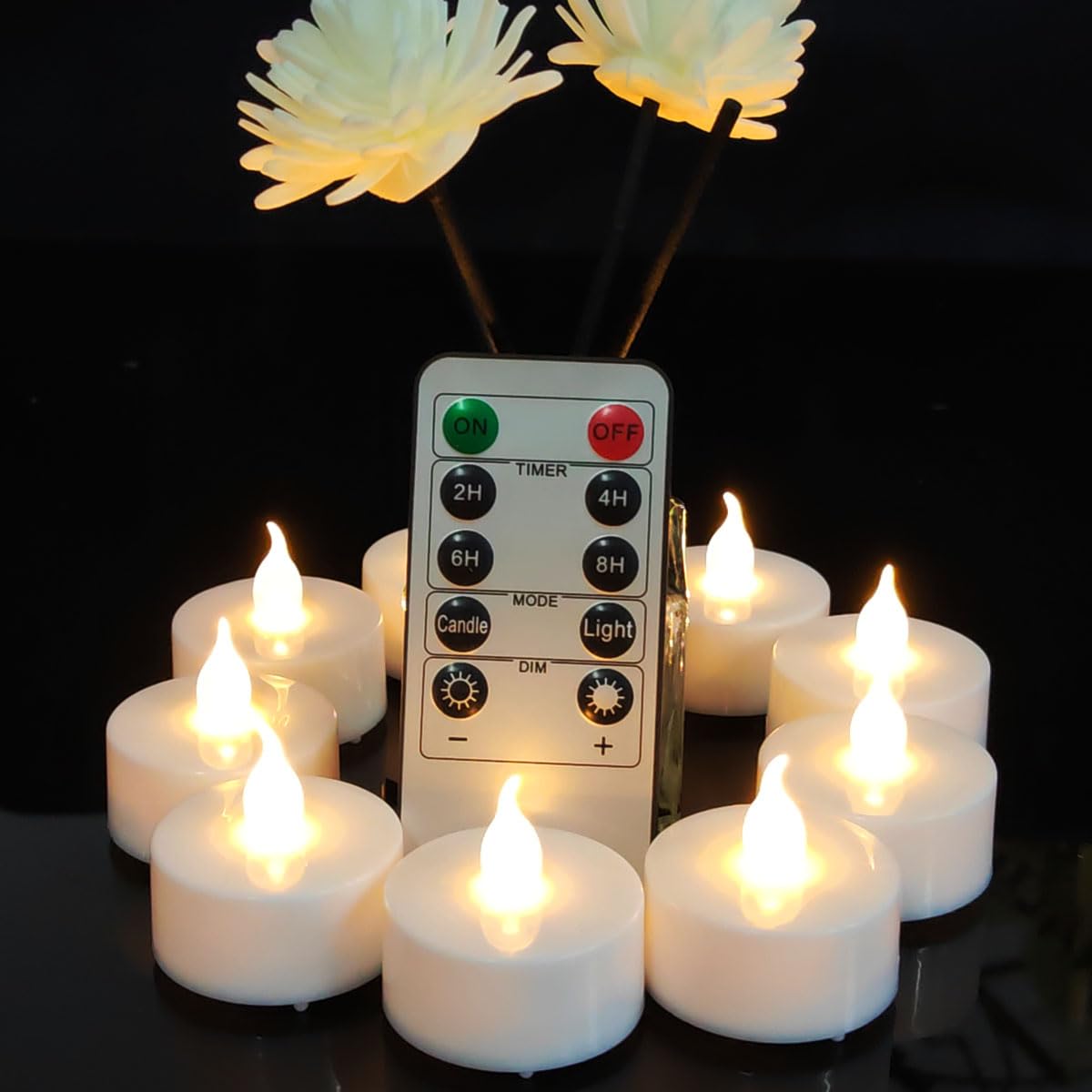Jialine Remote flameless led Tea Light Candles with Timer,Realistic Flickering tealight Candles with Remote,Safe Decorative Lighting