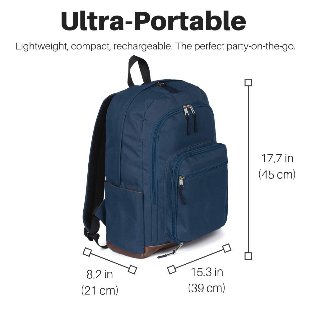 Super Real Bluetooth Speaker Backpack With 20-Watt Speakers & Subwoofer for Parties/Festivals/Beach. Works with iPhone & Android (Blue)