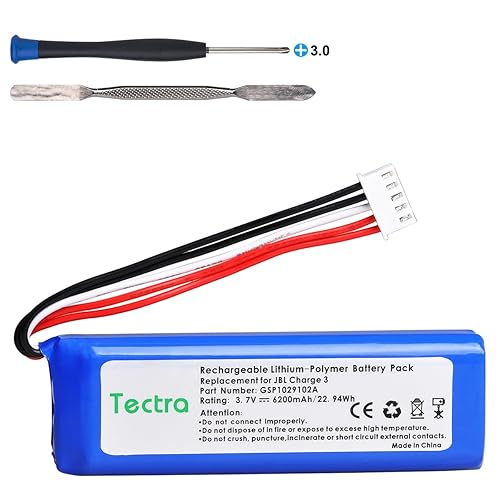 Tectra 6200mAh Rechargeable Battery for JBL Charge 3 2016 Portable Speaker, Fits for JBL GSP1029102A