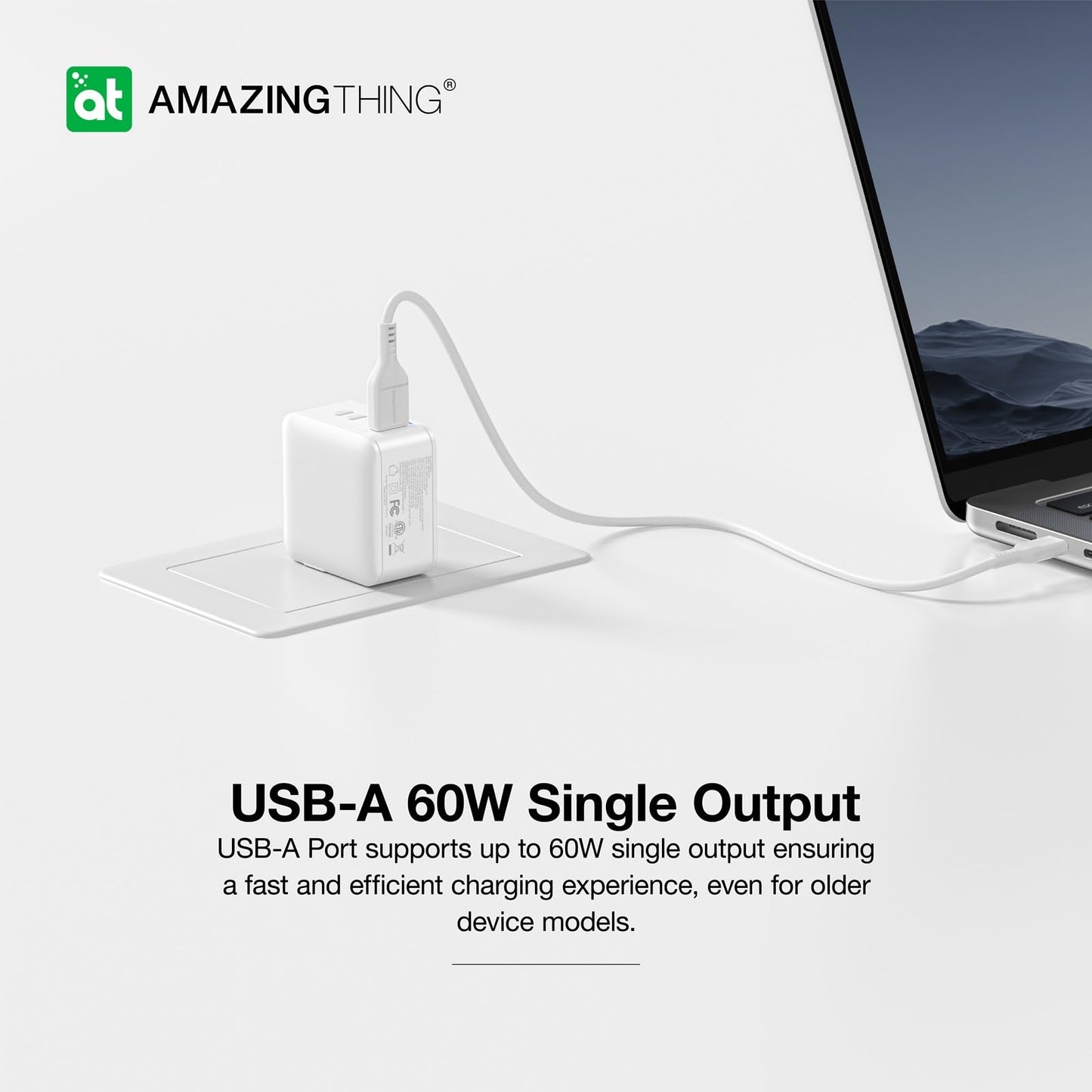 66W GaN Wall Charger with 2 Type C and 1 USB A Ports, Fast USB C Charger Block, Compact Charging Power Adapter for MacBook
