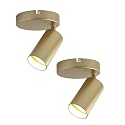 NatureLamp 2 Pack Gold Ceiling Spotlights Indoor Adjustable 1-Light Track Lighting with Flexibly Rotatable Spot Light Head for Bedroom, Kitchen, GU10