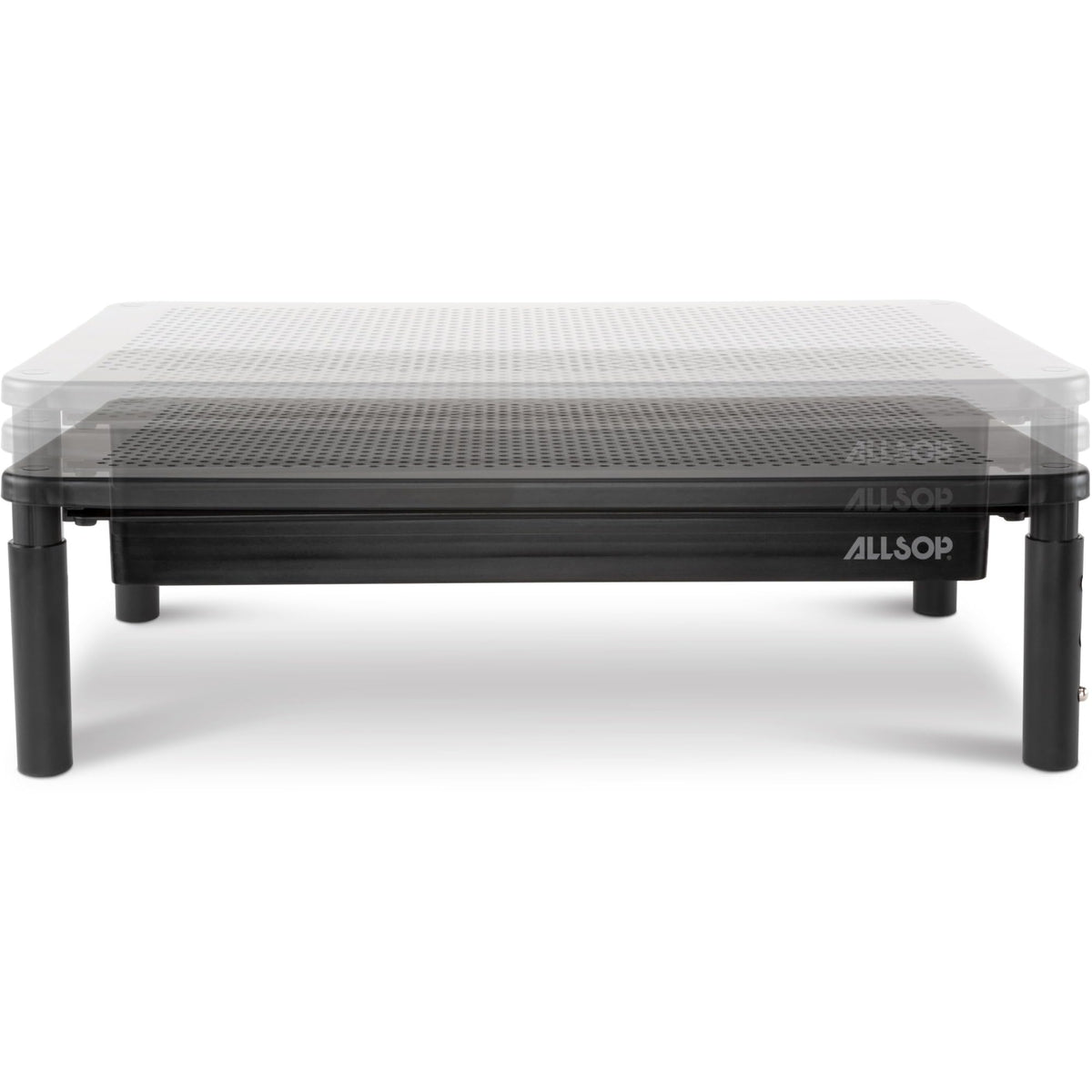 Allsop Metal Art Tri Level Stand, for 27" Monitors, 14.5" X 9.25" X 4.13" to 5.75", Black, Supports 30 Lb