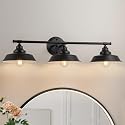 GoYeel Bathroom Vanity Light Fixtures Over Mirror 32.3"-Matte Black Wall Sconce Lighting 3 Lights Rustic Farmhouse Vanity Light Industrial Indoor Wall