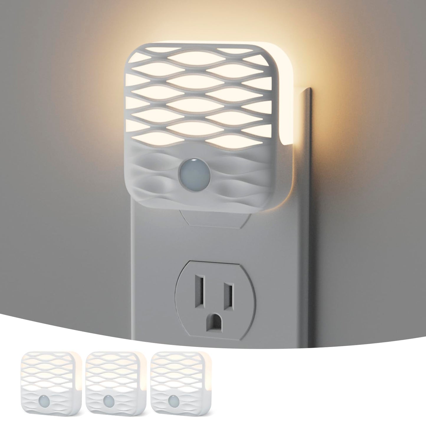 Dawnrise Night Lights Plug Into Wall, Dusk to Dawn Night Light with 3000K/10Lm, Soft Warm Nightlights for Hallway, Living Room, Kitchen, Office