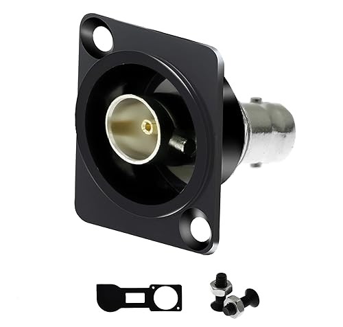 YiKaiEn 75 Ohm BNC D-Type Panel Mount Connector - SDI Compatible, Gold-Plated Coaxial Female-to-Female Adapter with Waterproof Cover for Custom