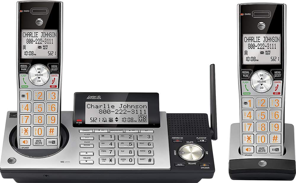 ATT DECT 6.0 Cordless Phone With Digital Answering System, CL83215, 2 Handsets