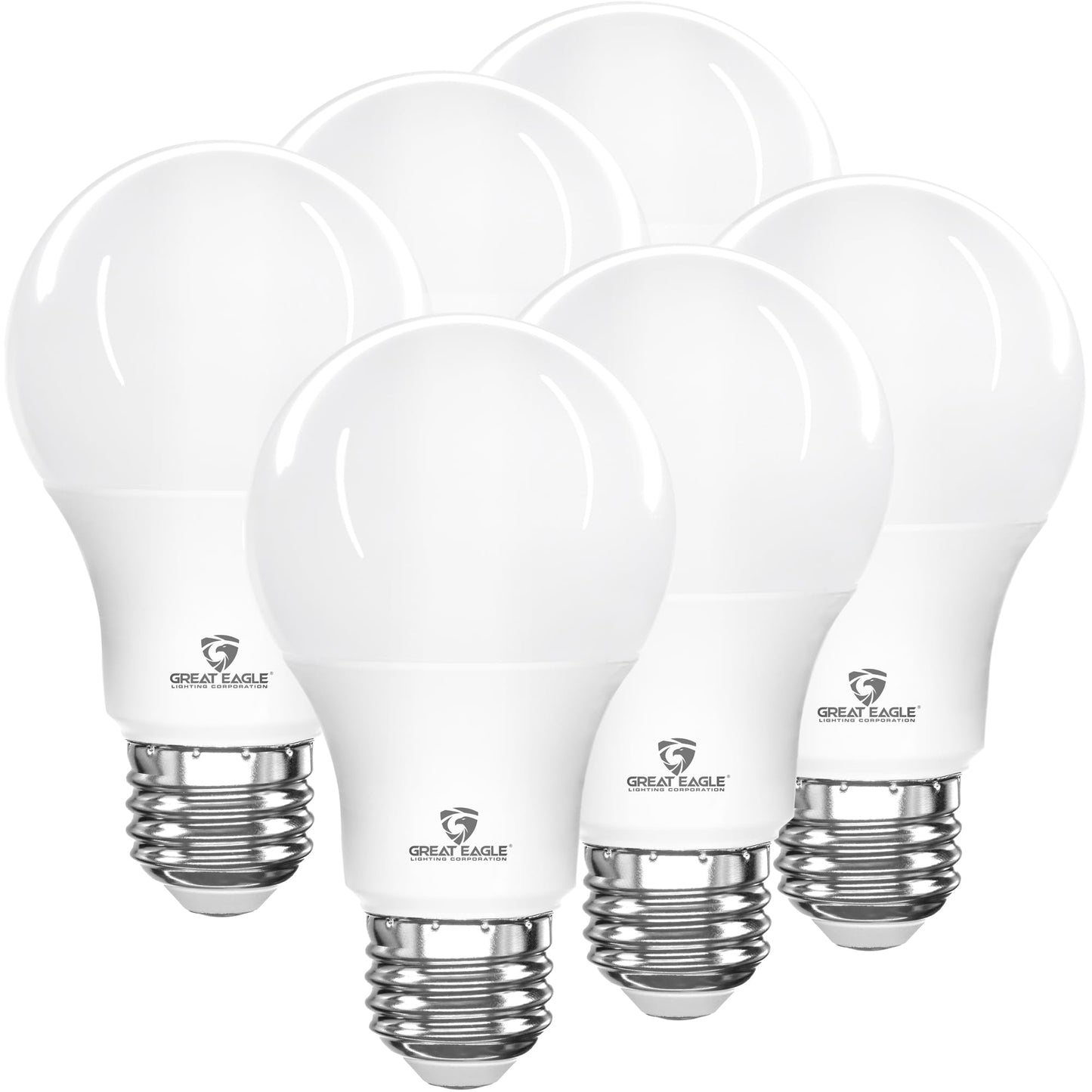 Great Eagle A19 LED Light Bulbs 60 Watt Equivalent - UL Listed - Warm White 2700K LED Light Bulbs, 9W Non-Dimmable, 800 Lumens (6 Pack)