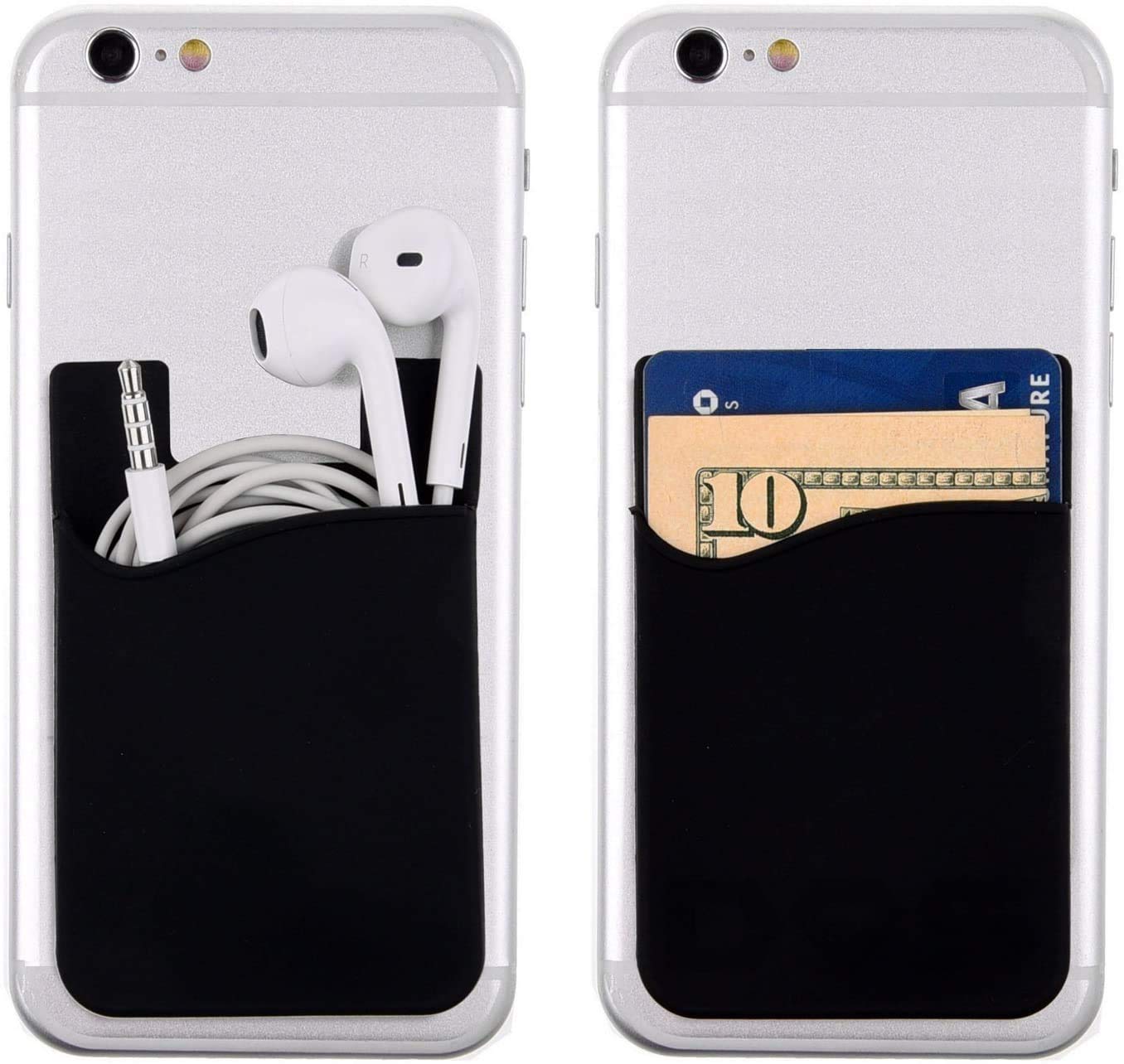 Cell Phone Card Holder for Back of Phone Case. Silicone Stick On Pocket Wallet for iPhone, Android & Other Flat Surfaces, Great for Credit Cards