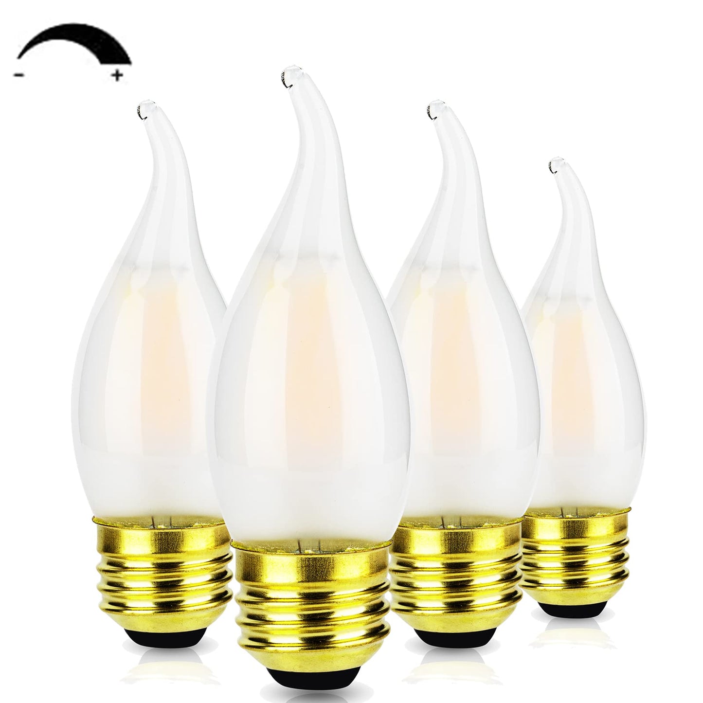 FLMAMT Dimmable 6W Led Bulb, 60 Watt Equivalent, 3000K Soft White Frosted Led Chandelier Light Bulb, E26 Vintage Led Candelabra Bulb, Pack of 4