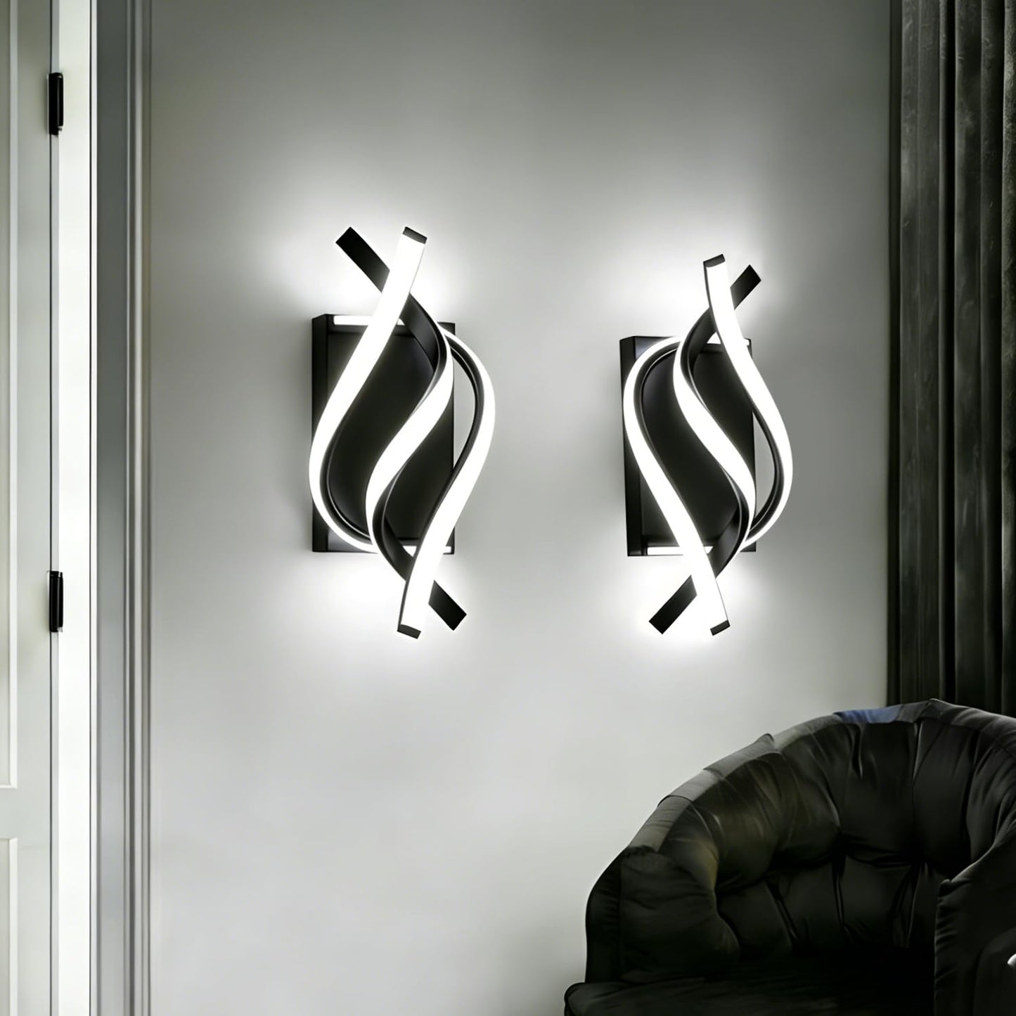 GLWET Wall Sconce of 2, Modern Wall Light Fixture Black Wall Mount Light for Mirror,Bedside, Bathroom, Bedroom, Hallway