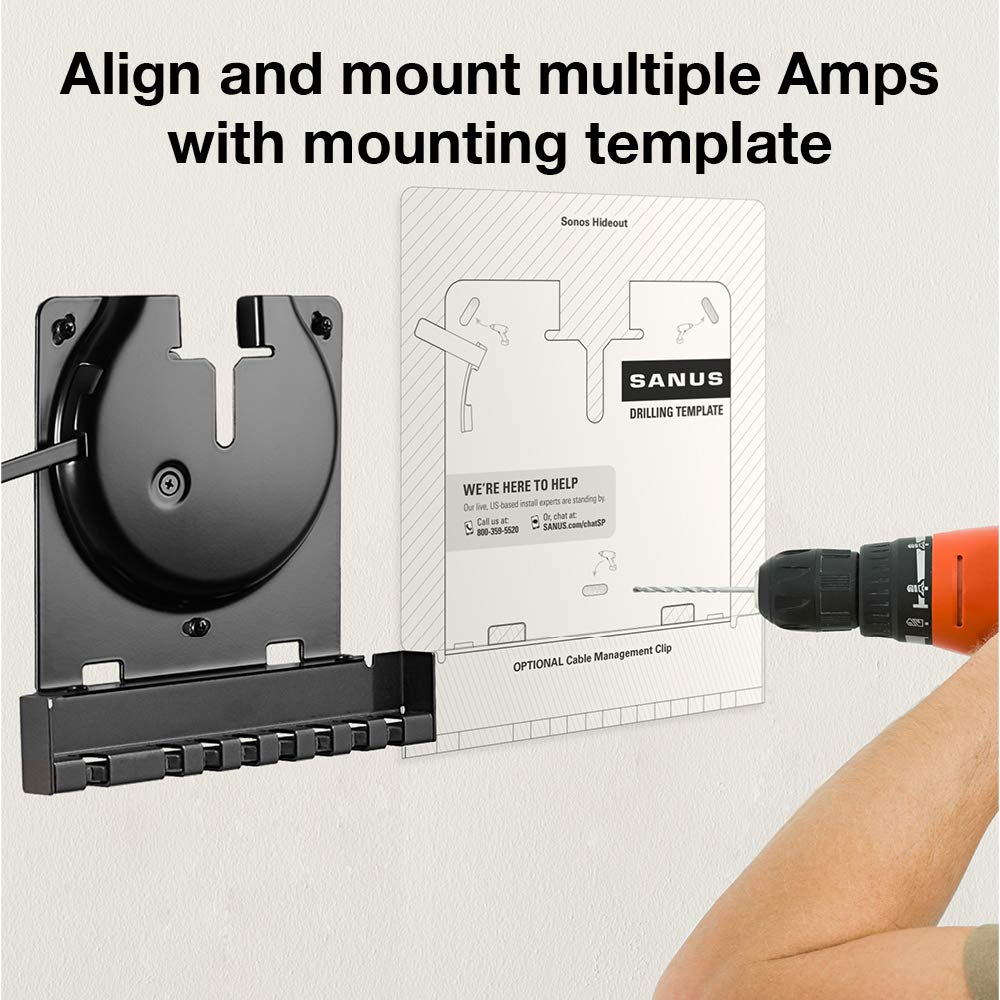 Sanus Wall Mount for Sonos Amp - Slim Black Design with Lockable Latch for Security - Low Profile Bracket Design Mounts in Any Orientation - Built-in