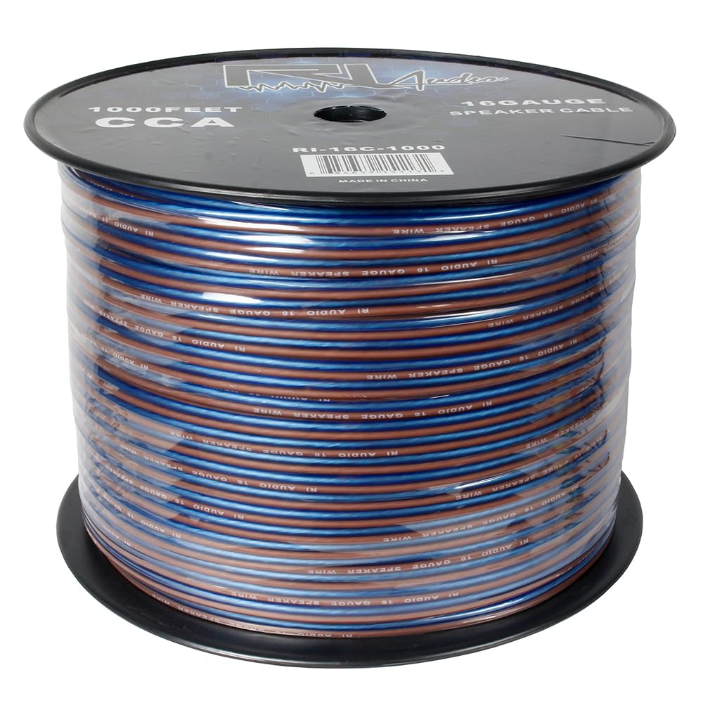RI Audio 16 Gauge Speaker Wire CCA Car Audio Home Theater 1000 Ft Spool Flexible Casing Zip
