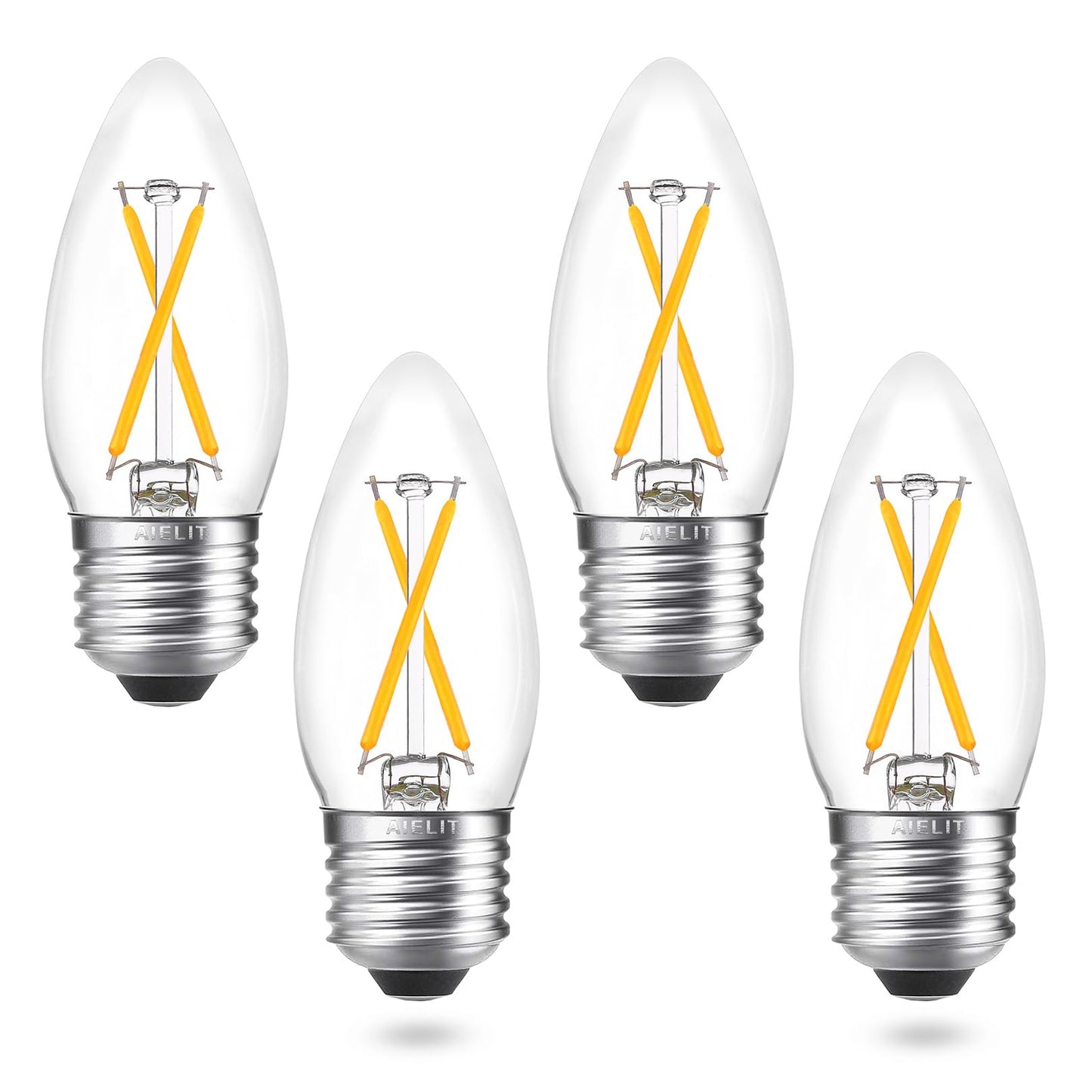 AIELIT Dimmable LED Candle Light Bulb, Vintage 2W B11 E26 LED Candelabra Bulbs 25 Watt Equivalent for Hotel Bedroom Entryway Chandelier Pendant Lights